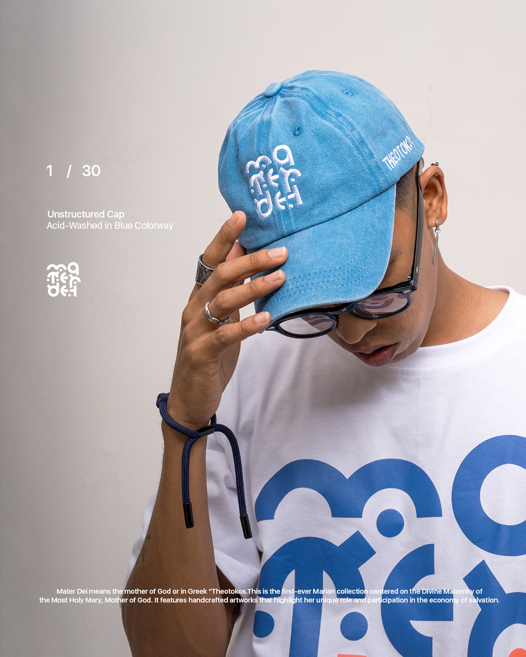 Mater Dei Acid-Washed Cap// Blue Colorway