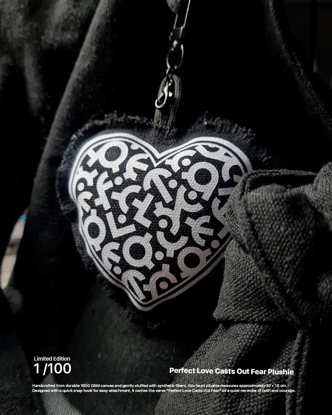 Perfect Love Casts Out Fear Plushie Black