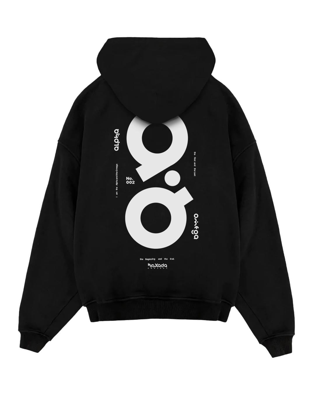 Alpha and Omega Oversized Pullover Hoodie BLACK Variant