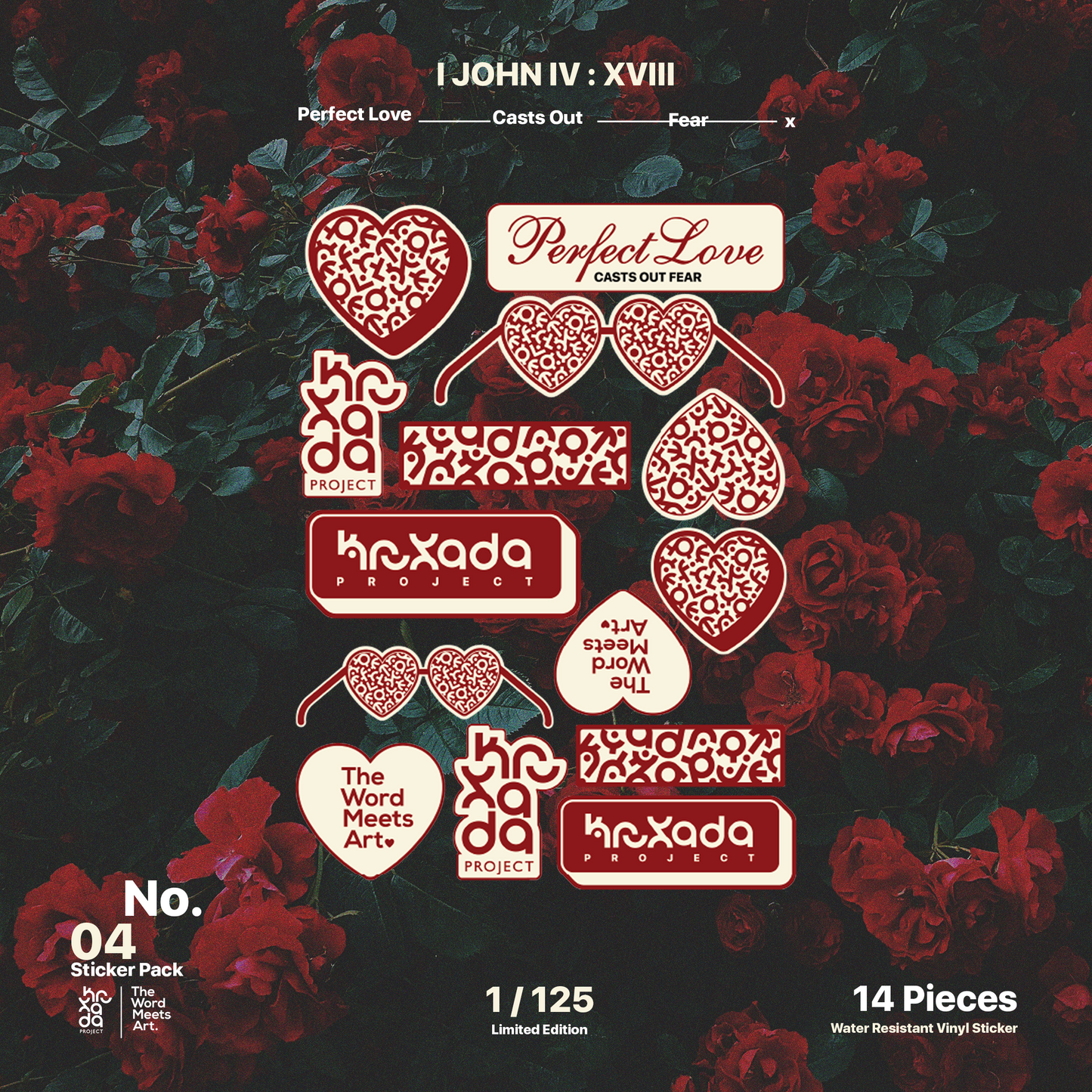 Perfect Love Casts Out Fear No.004 Vinyl Sticker Pack Red Colorway