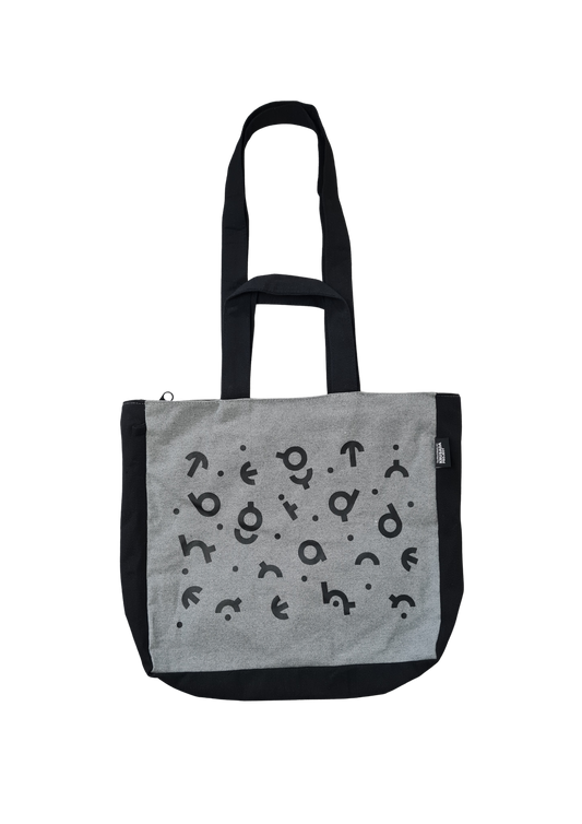Alpha and Omega Two-Toned Tote Bag Gray x Black