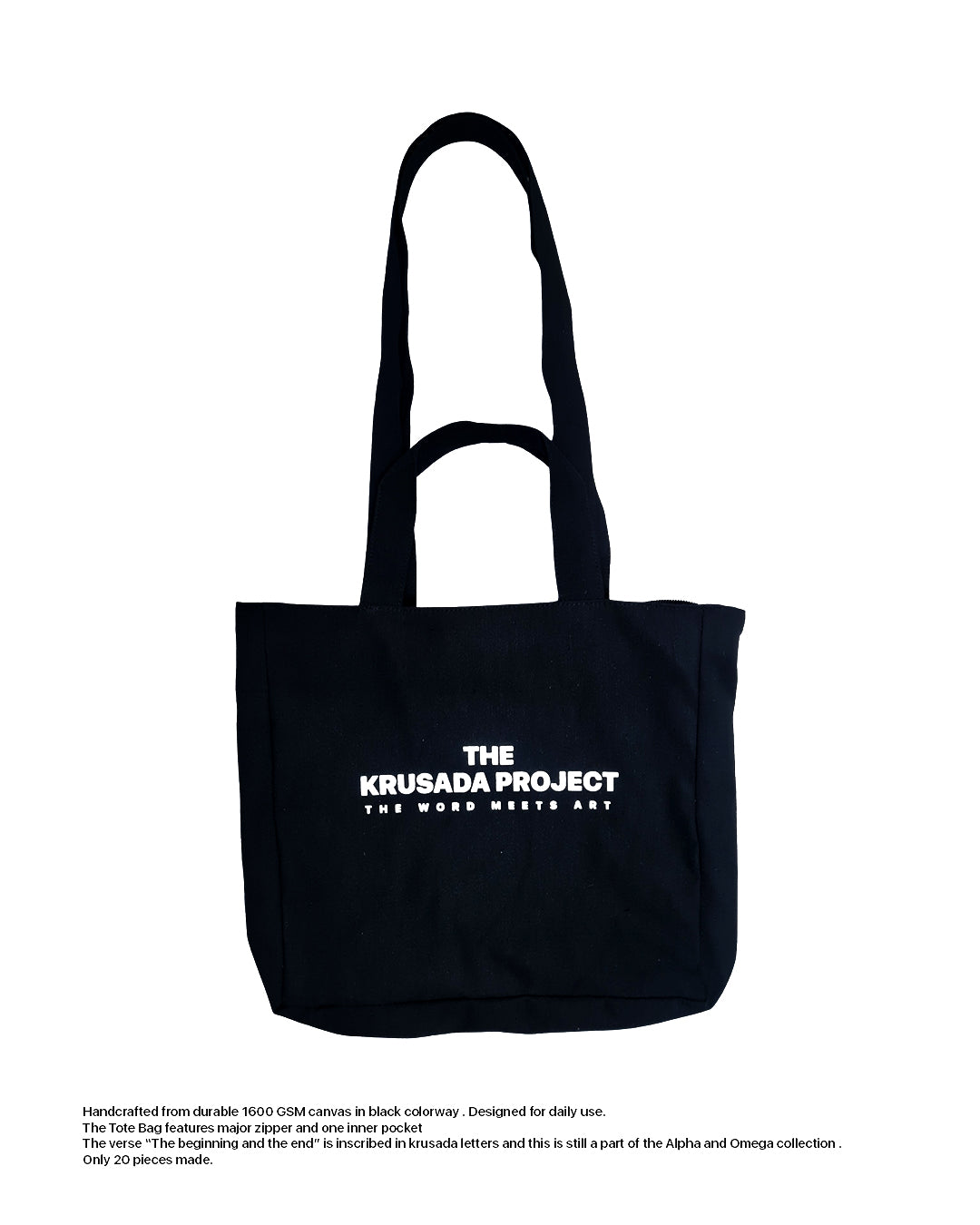 Alpha and Omega Tote Bag in Black