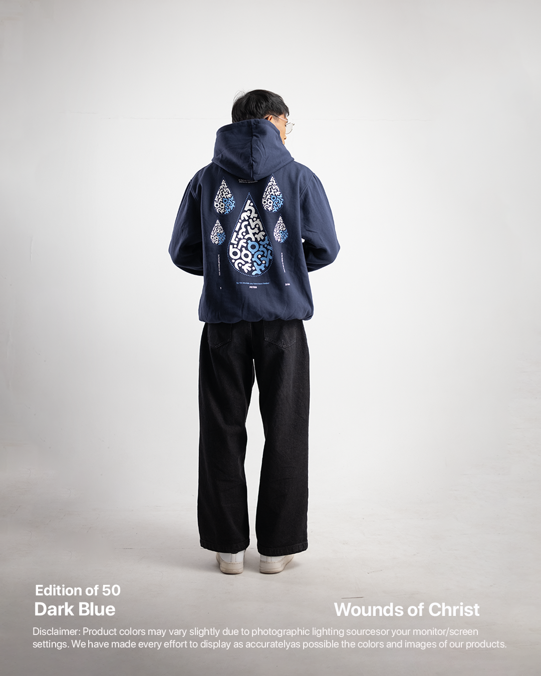 Wounds of Christ Pull Over Hoodie Dark Blue Colorway Edition of 50