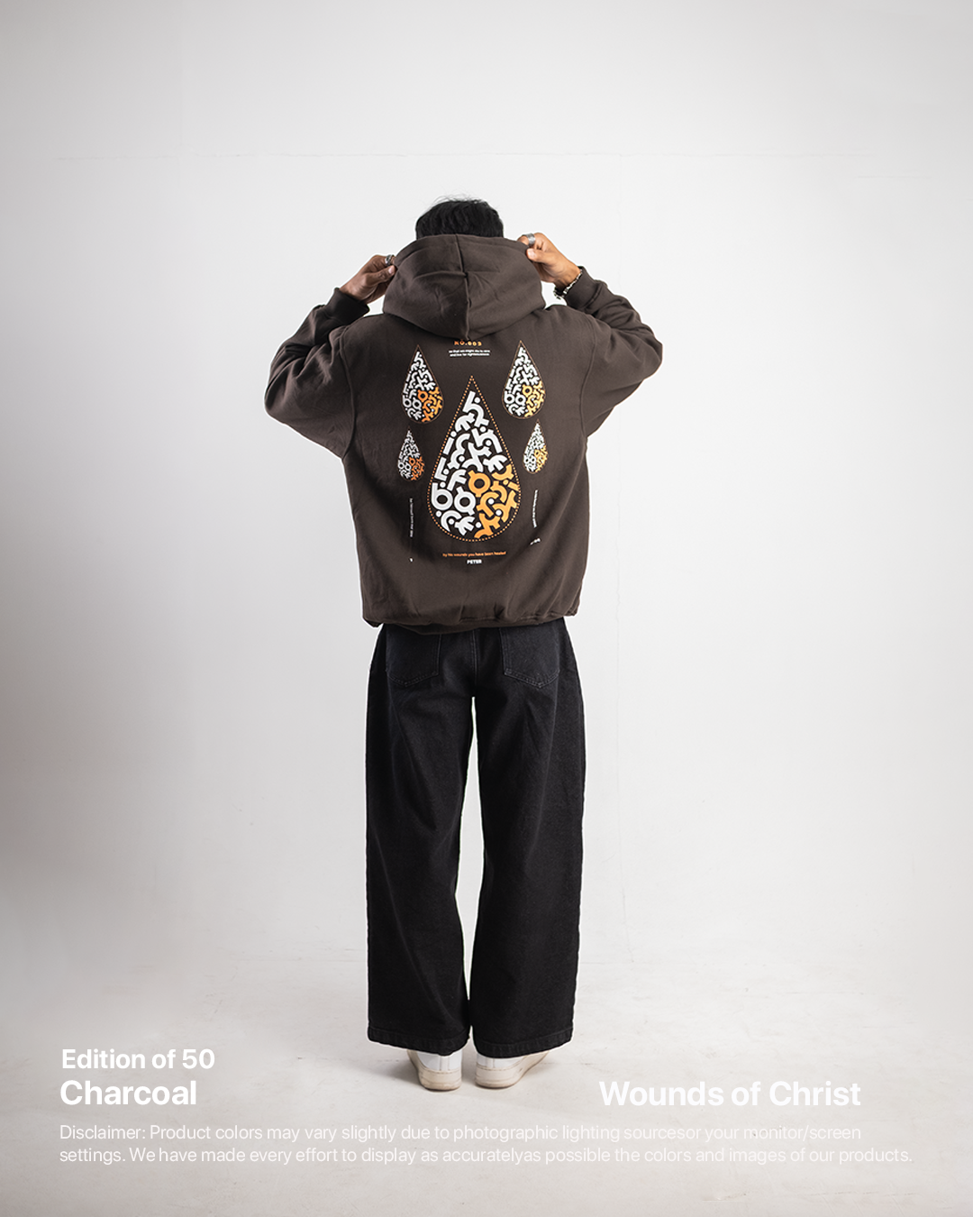 Wounds of Christ Pull Over Hoodie Charcoal Colorway Edition of 50