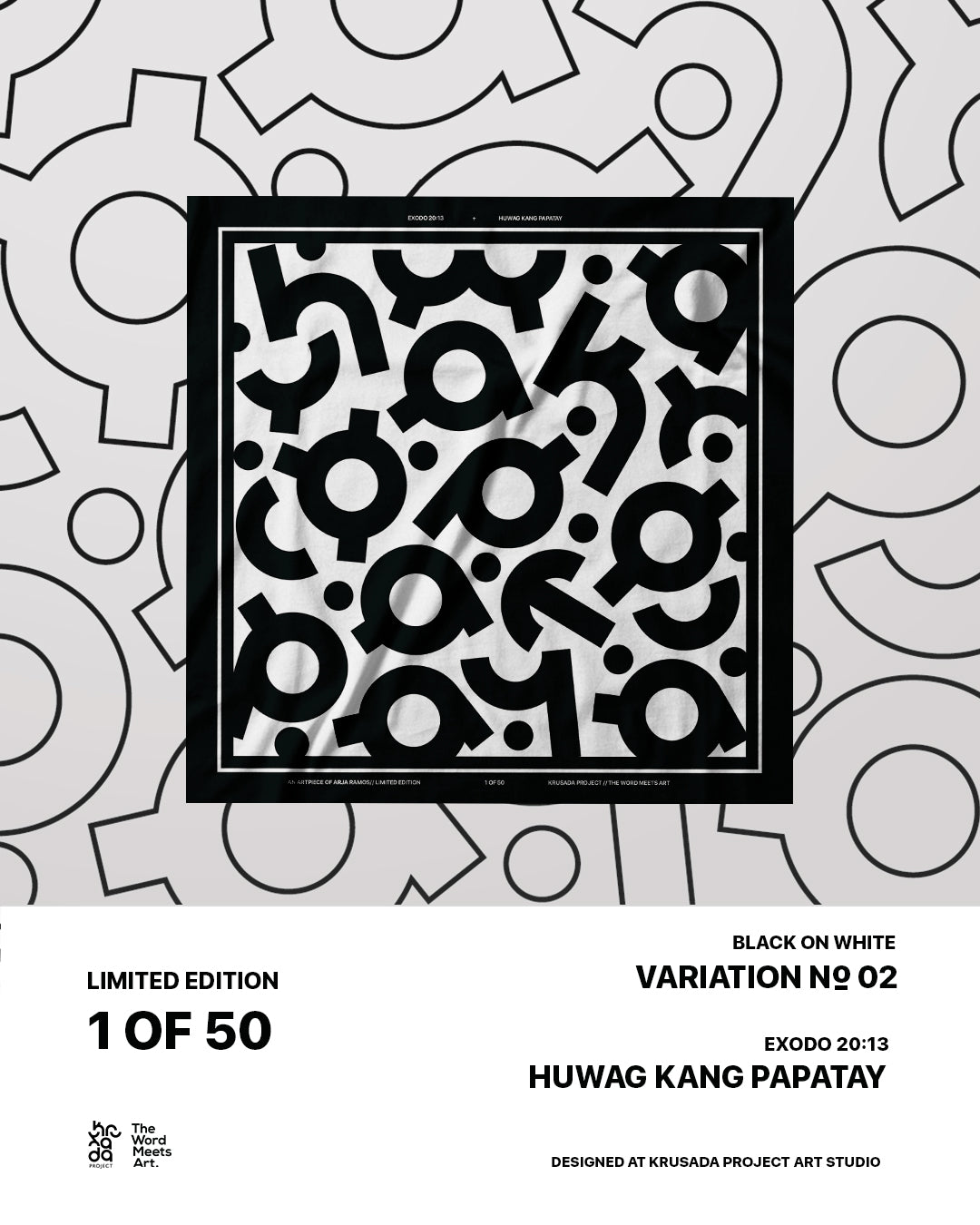 Exo 20:13 Bandana Black on White Var. 2