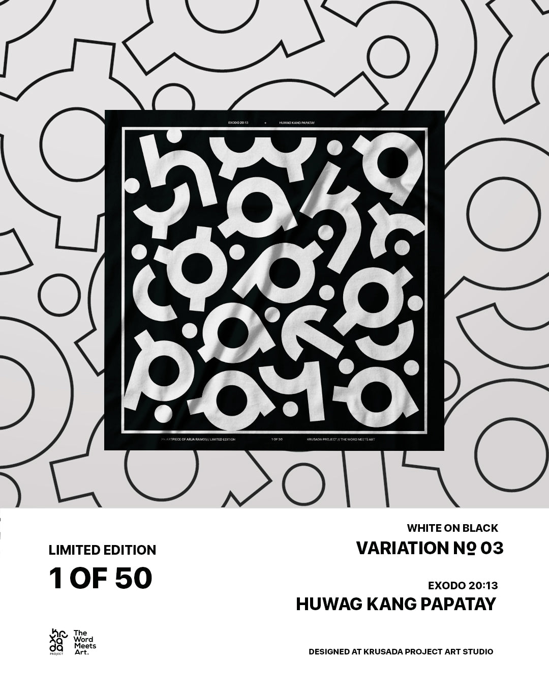 Exo 20:13 Bandana White on Black Var. 3
