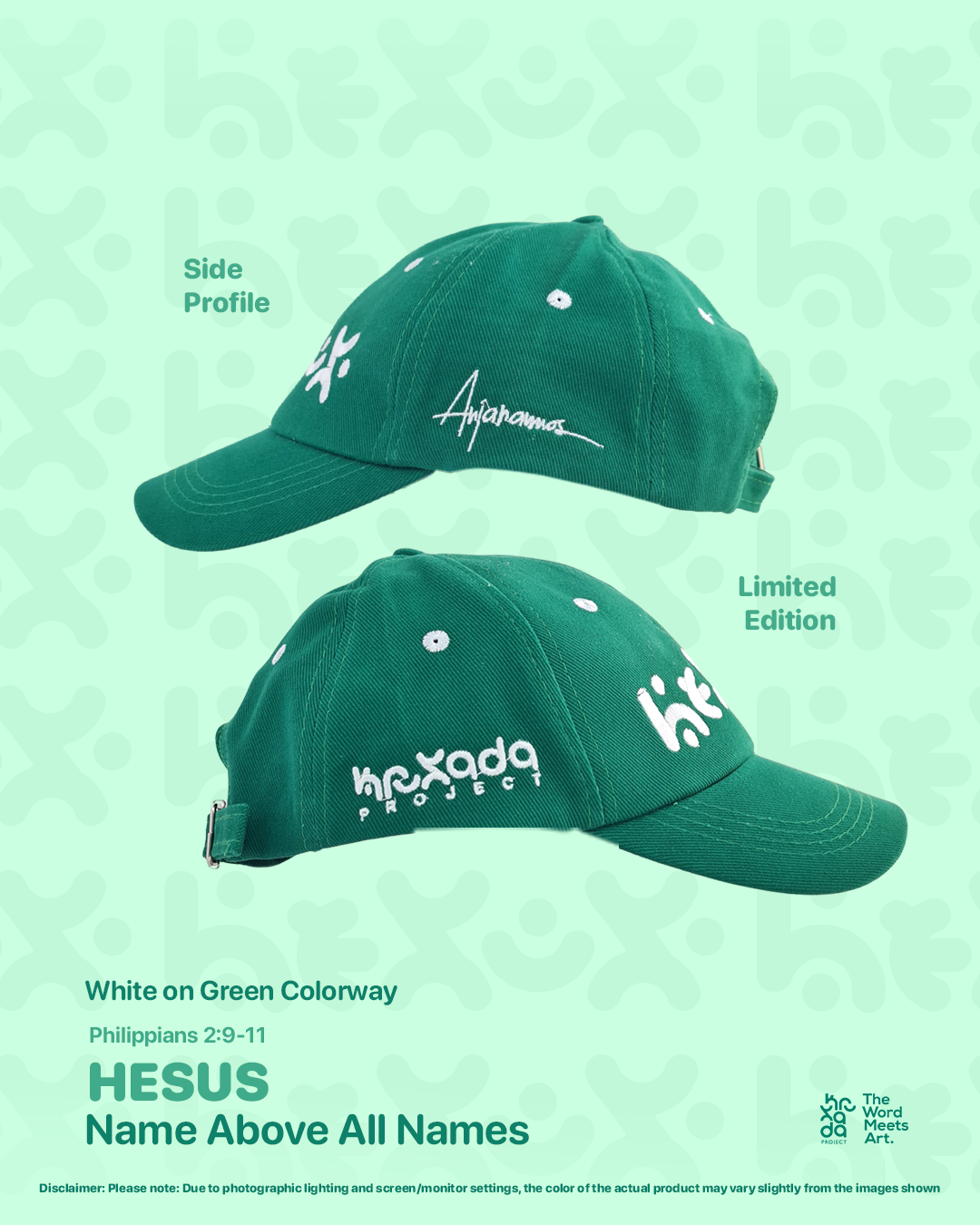 Hesus Cap White on Green 1 of 30