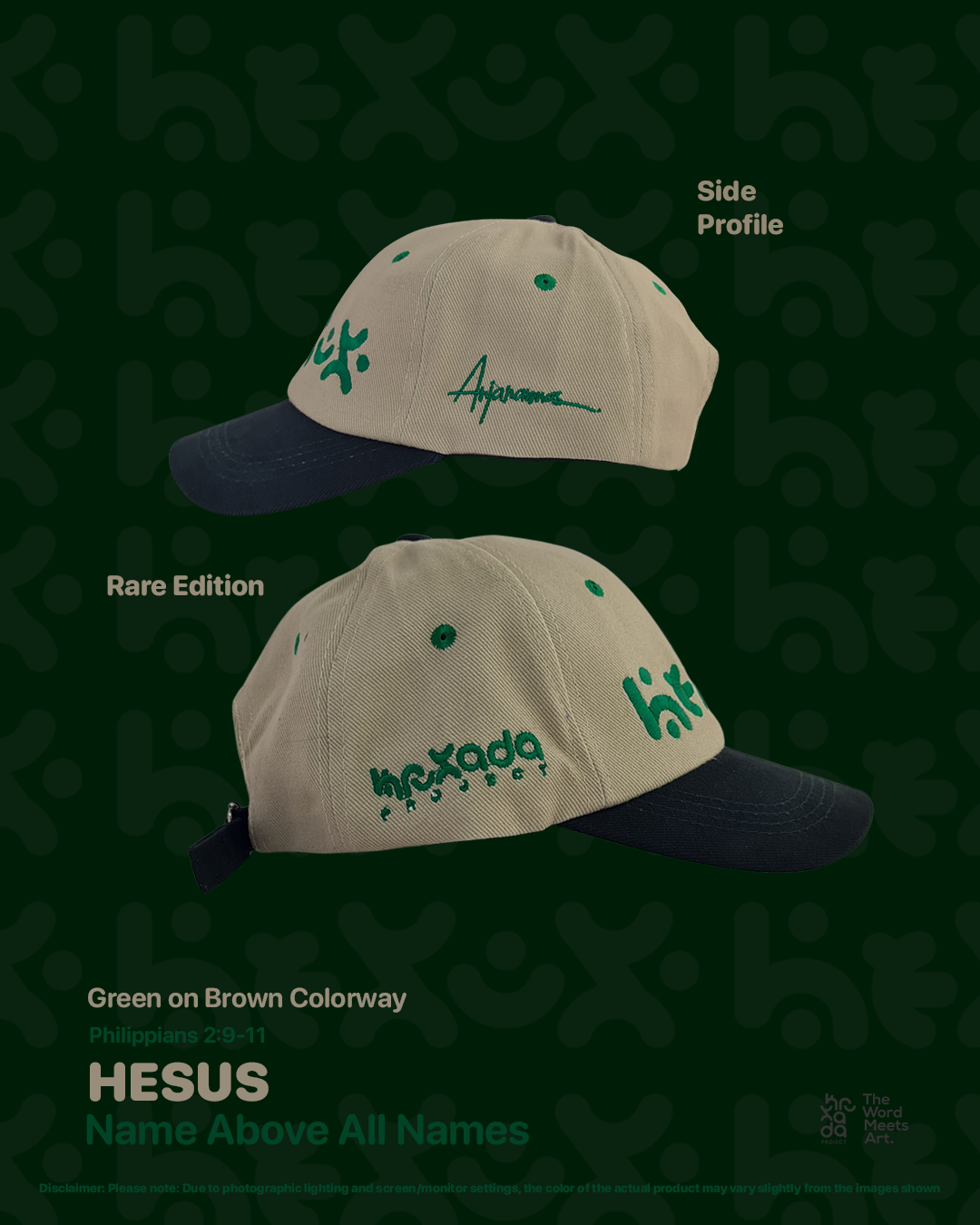 Hesus Cap Green on Brown 1 of 10