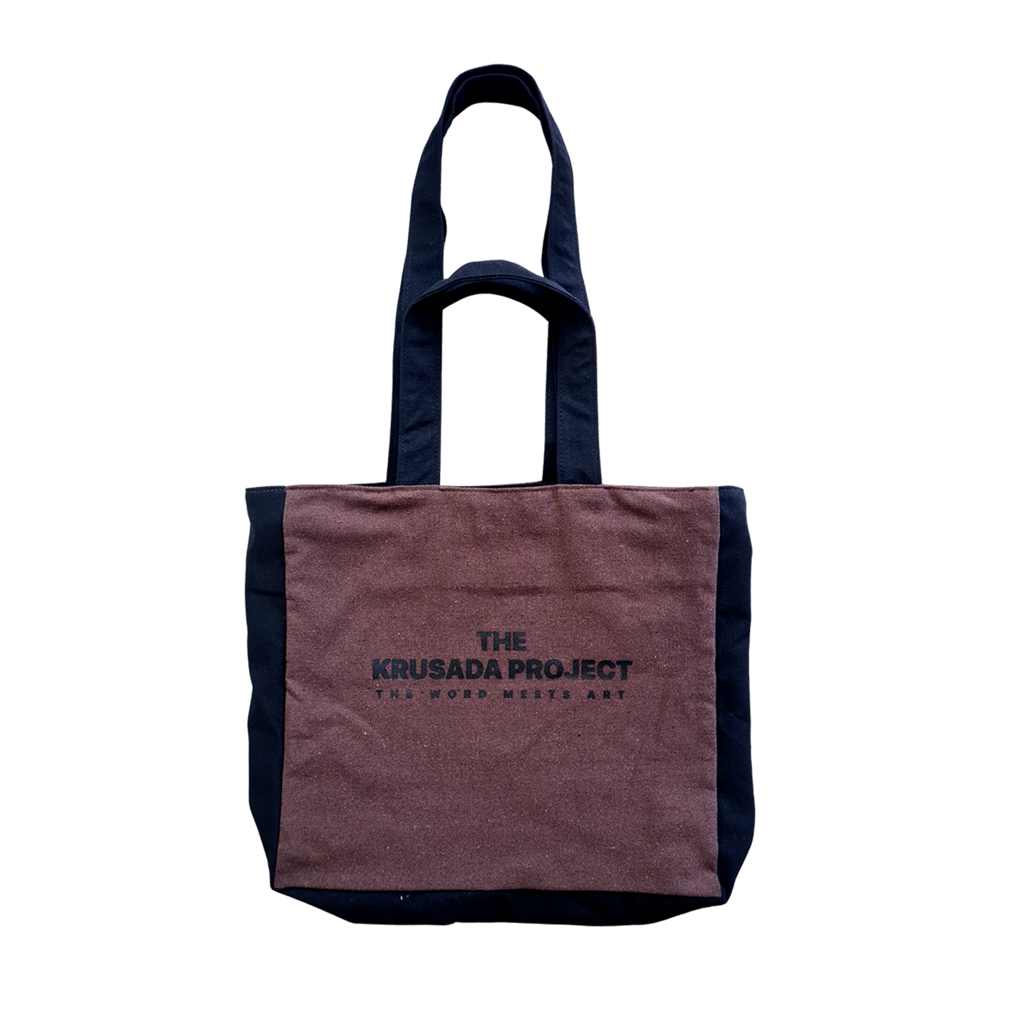 Alpha and Omega Two-Toned Tote Bag Dark Brown x Black