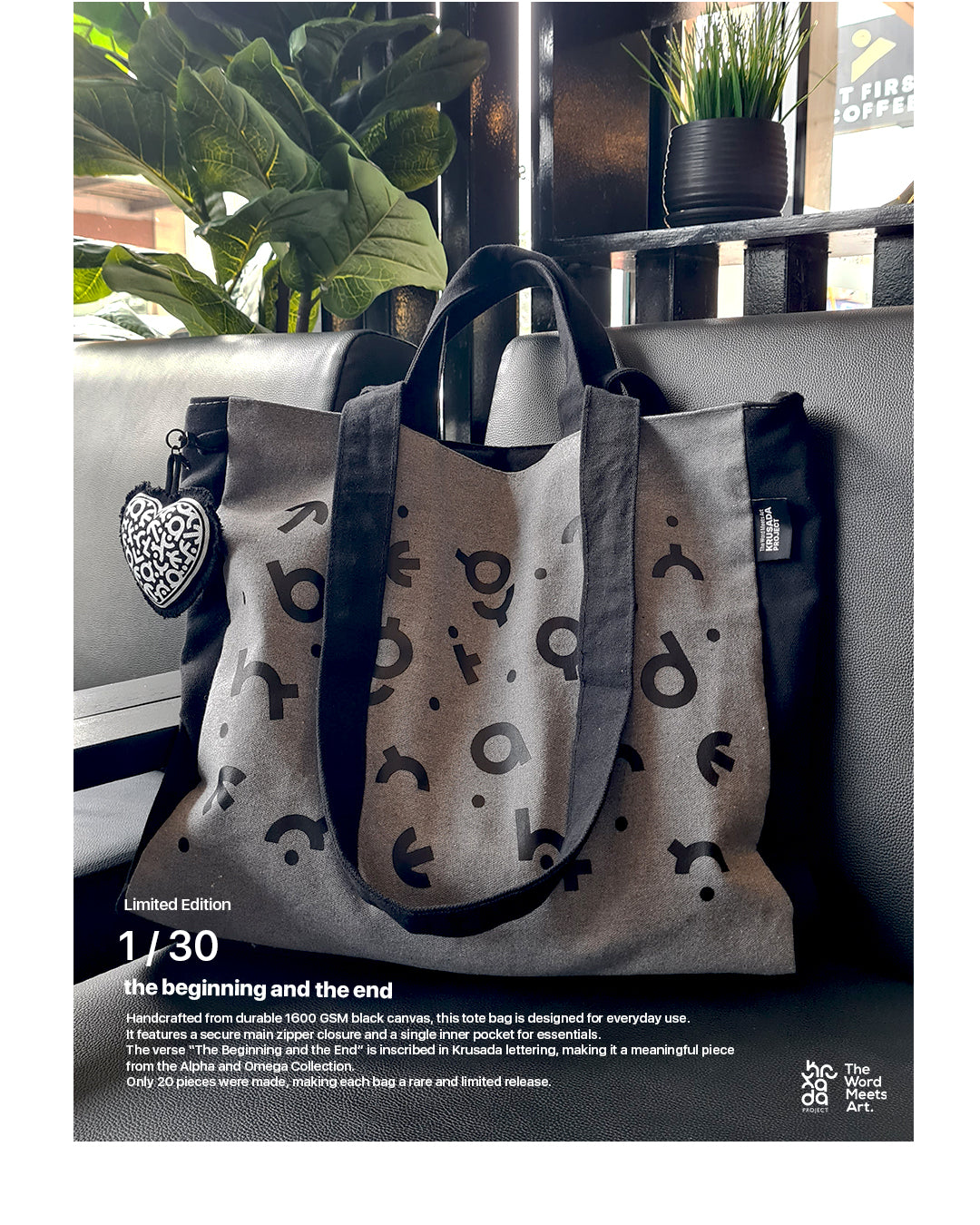 Alpha and Omega Two-Toned Tote Bag Gray x Black