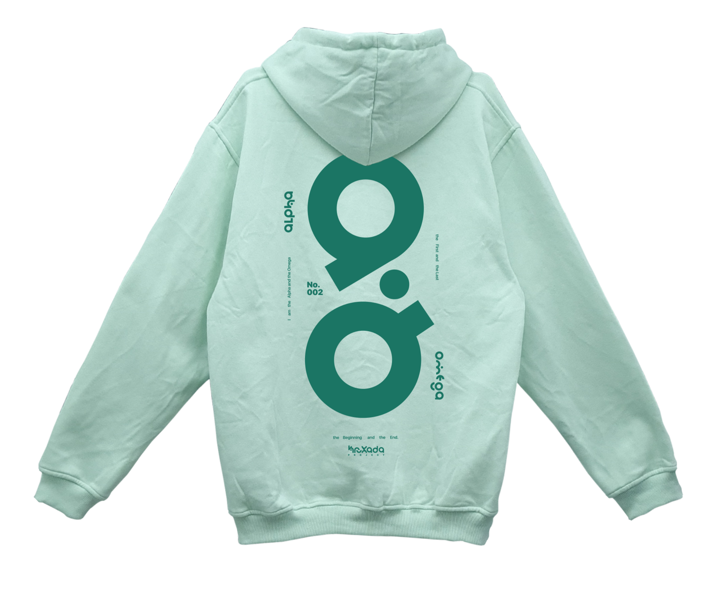 Alpha and Omega Oversized Pullover Hoodie Mint Green Variant