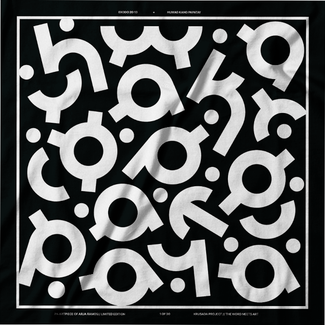 Exo 20:13 Bandana White on Black Var. 3